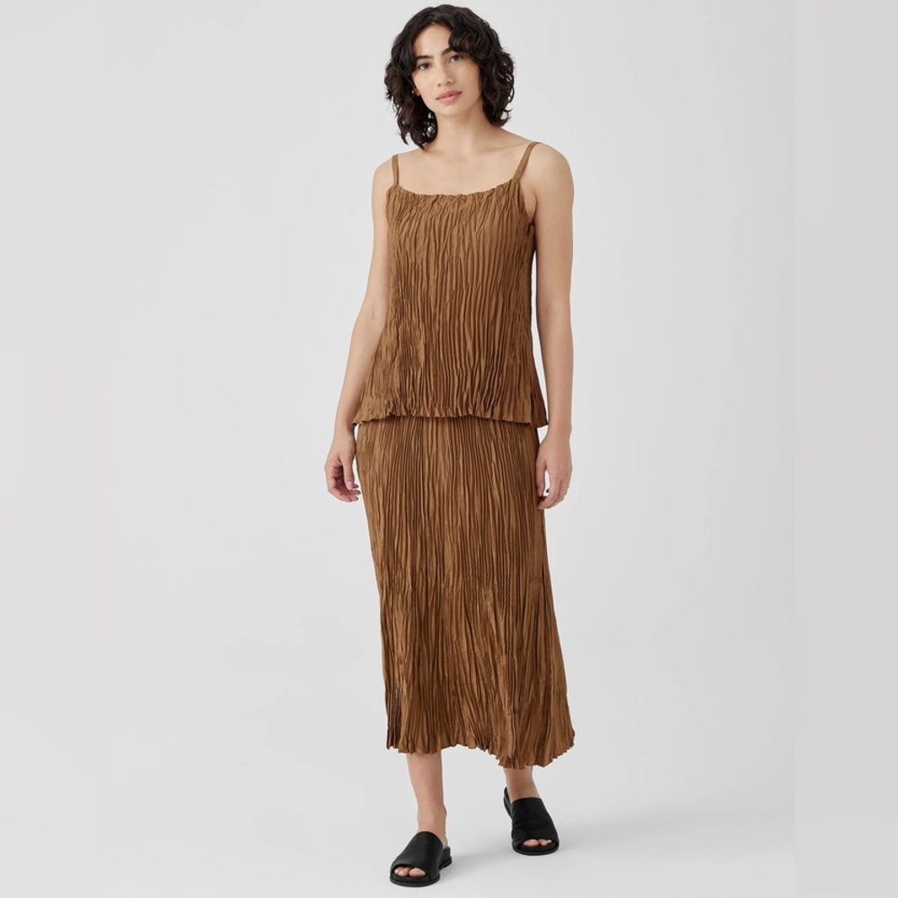 NWT Eileen Fisher Crushed Silk Maxi Skirt - Picture 2 of 9
